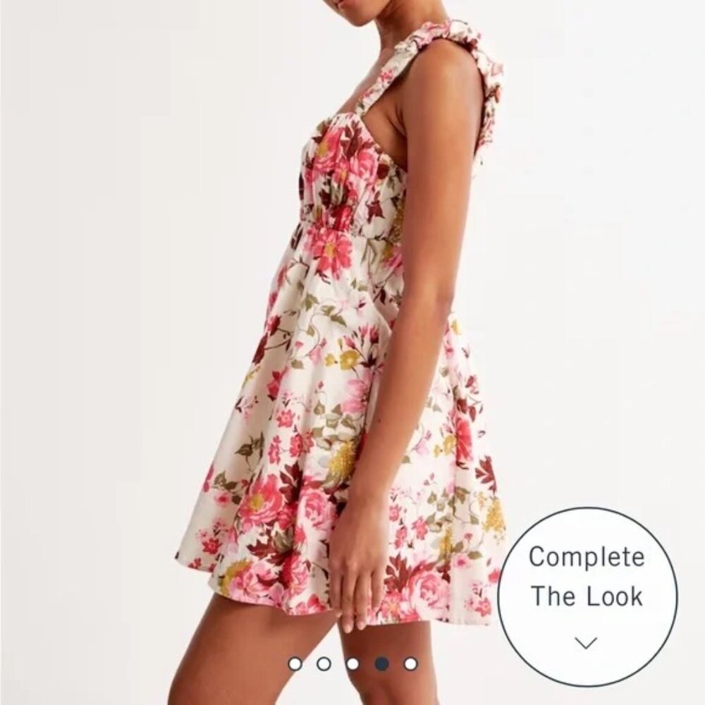 NEW abercrombie puff strap pink mini dress 🤍 xl - Picture 3 of 14